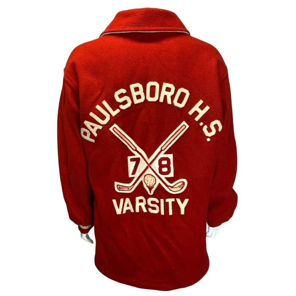 Vintage Red Wool Varsity Jacket Hewitt Golf Size 36 Mens High School Retro - Picture 2 of 11